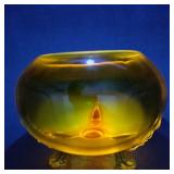 VTG MCM Viking Manganese Glass Flowerlite Bowl