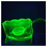 VTG Clamborn Vaseline Glass Dish with Spoon
