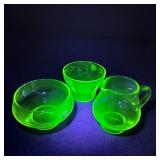 VTG Riihimaen Lasi Mouth Blown Vaseline Glass Plus