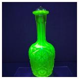 VTG Mid-Century Indiana Vaseline Glass Decanter