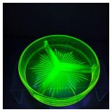 Very VTG Vaseline/Uranium Glass Relish Dish