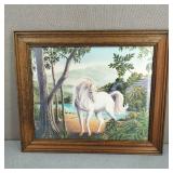 VTG Mark Laurent Unicorn in Forest by Lake Print