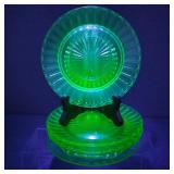 Vintage Uranium Glass Dessert Plates