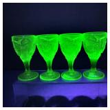 Vintage Uranium Glass Cordial Glasses