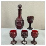 VTG Avon 1876 Cape Cod Ruby Red Decanter & Goblets