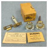 Antique-Dexter Latch Set Brass & Crystal Doorknobs