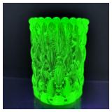 VTG Vaseline Glass Beaded Votive/Toothpick Holder
