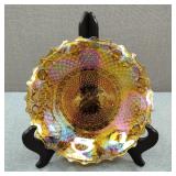 VTG Carnival Glass Ruffled Iridescent Bowl