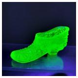 VTG Vaseline/Uranium Glass Slipper/Shoe
