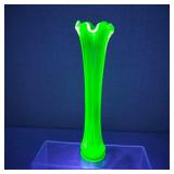 Vintage Uranium Swung Glass Vase