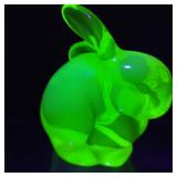 Vintage Fenton Vaseline/Uranium Glass Bunny Figure