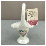 VTG Fenton Hand Painted Signed Glass Basket