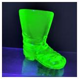 VTG Anchor Hocking Vaseline/Uranium Glass Boot