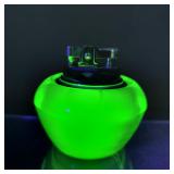 VTG MCM Hand Made Viking Uranium Glass Orb Lighter