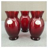 VTG Royal Ruby Anchor Hocking Glass Vases