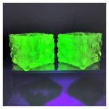 VTG Vaseline/Uranium Glass Votive Holders