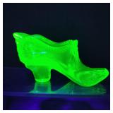 Vintage Vaseline/Uranium Glass Slipper/Shoe
