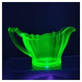 1930s Tiffin 310-1/2 Reflex Uranium Glass Creamer