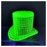 Vintage Vaseline Glass Top Hat Toothpick Holder