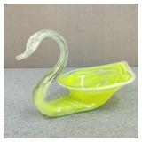 VTG Hand-Blown Murano Style Glass Swan Dish