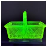 VTG Vaseline/Uranium Glass Basket Dish