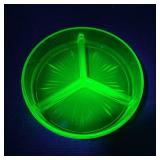 1930s Uranium Depression Glass Relish Dish