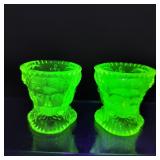Vintage Rosso? Vaseline Glass Toothpick Holders