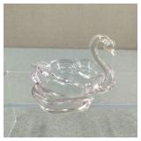 Vintage Amethyst Art Glass Swan Ashtray