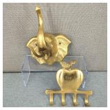 Lillian Vernon Brass Apple Hook & Brass Elephant