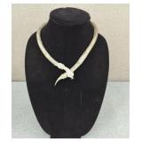 Vintage Snake Necklace With Rhinestone Eyes
