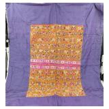 Vintage Silk & Embroidered Asian Blanket 56"x88"