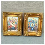 Vintage Mini Framed Floral Oil Paintings