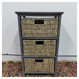 Grey Wash Nightstand w/ 3 Wicker Drawers