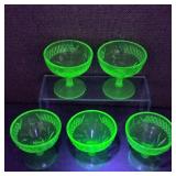 VTG Uranium Depression Glass Sorbet Cups