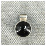VTG Sterling SIlver Onyx Heavy Pendant