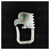 VTG Taxco Eagle .925 Silver & Malachite Key Chain