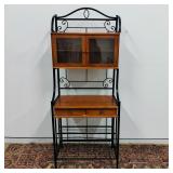 Vintage Metal and Wood Bakers Rack