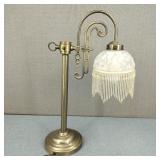 Gooseneck Bridge Arm Glass Fringe Shade Lamp