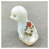 VTG H/P & Signed Fenton Opalescent Glass Duck