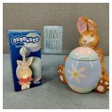 Easter Rae Dunn Candle/Ceramic Bunny Cookie Jar +