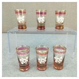 Vintage Italian Ruby Flash Shot Glasses