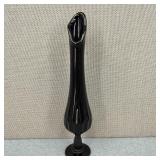 VTG Fenton Black Amethyst Thumbprint Swung Vase