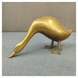 Vintage MCM Solid Brass Goose Sculpture