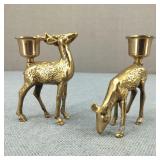 VTG MCM Brass Deer Taper Candle Holders