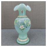 VTG Fenton Willow Green Hand-Painted-Signed Vase