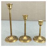 VTG MCM Graduated Brass Taper Candlestick Holders