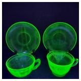 VTG Federal Glass Uranium Teacups & Saucers