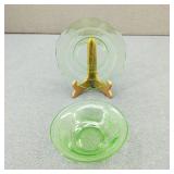 VTG Depression Uranium Glass Bowl & Dessert Plate