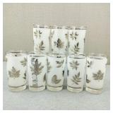 MCM Libbey Silver Leaf Hollywood Regency Barware