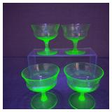 4-VTG Depression Uranium Glass Coupe Cocktail Cups
